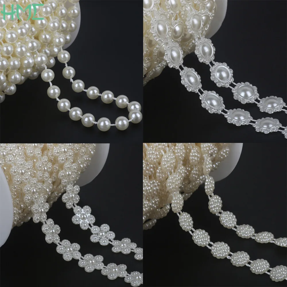 ABS Imitation Ivory Pearl Bead Chain Line Cord Thread Trim for DIY Wedding Party Decoration & Jewelry Findings Craft Accessories - Image 2