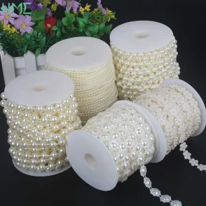 ABS Imitation Ivory Pearl Bead Chain Line Cord Thread Trim for DIY Wedding Party Decoration & Jewelry Findings Craft Accessories