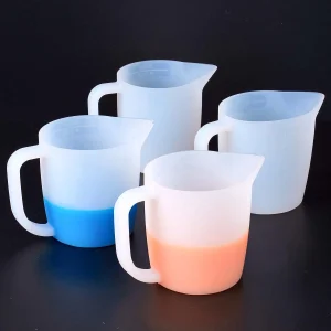 500ML Silicone Measuring Cup with Handle for DIY Mixed Epoxy Resin Pigment Crafts Making Tools Reused Easy to Clean Scale Cup