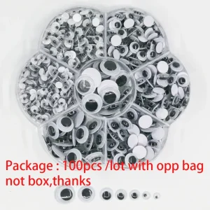 100Ps Self-Adhesive Wiggly Googly Doll Eye Movable Simulation Cartoon Animal Eyeball DIY Kindergarten Children Craft Supplies